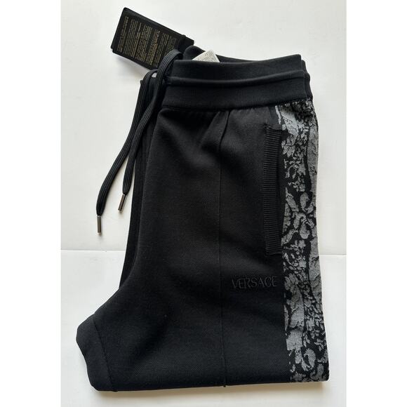 Versace Knit Barocco Jacquard Black Wool/Silk Pants L (50) 1013253 IT NWT $1525 - Picture 12 of 16